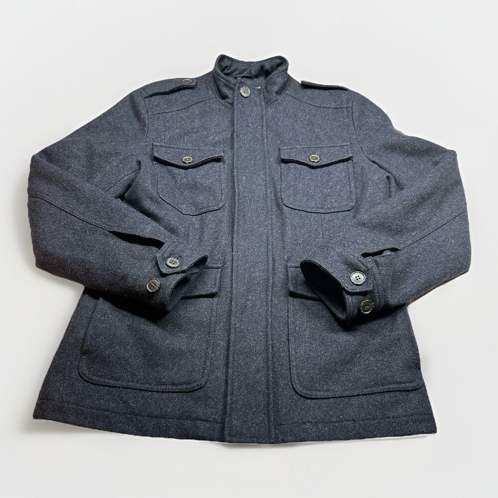 GH Bass Heritage Wool Blend Field Jacket Mens Small Gray Military Coat - Picture 1 of 5